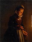 A Servant Girl by Candle Light by Petrus Van Schendel